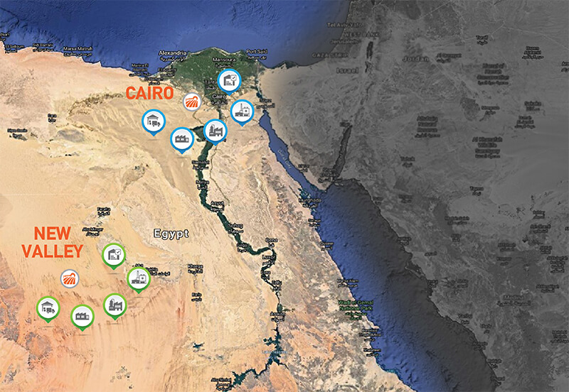 Map of New Valley - Cairo infrastructures