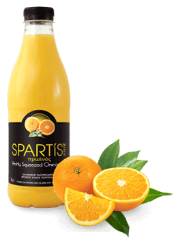 bottle of Spartis orange juice